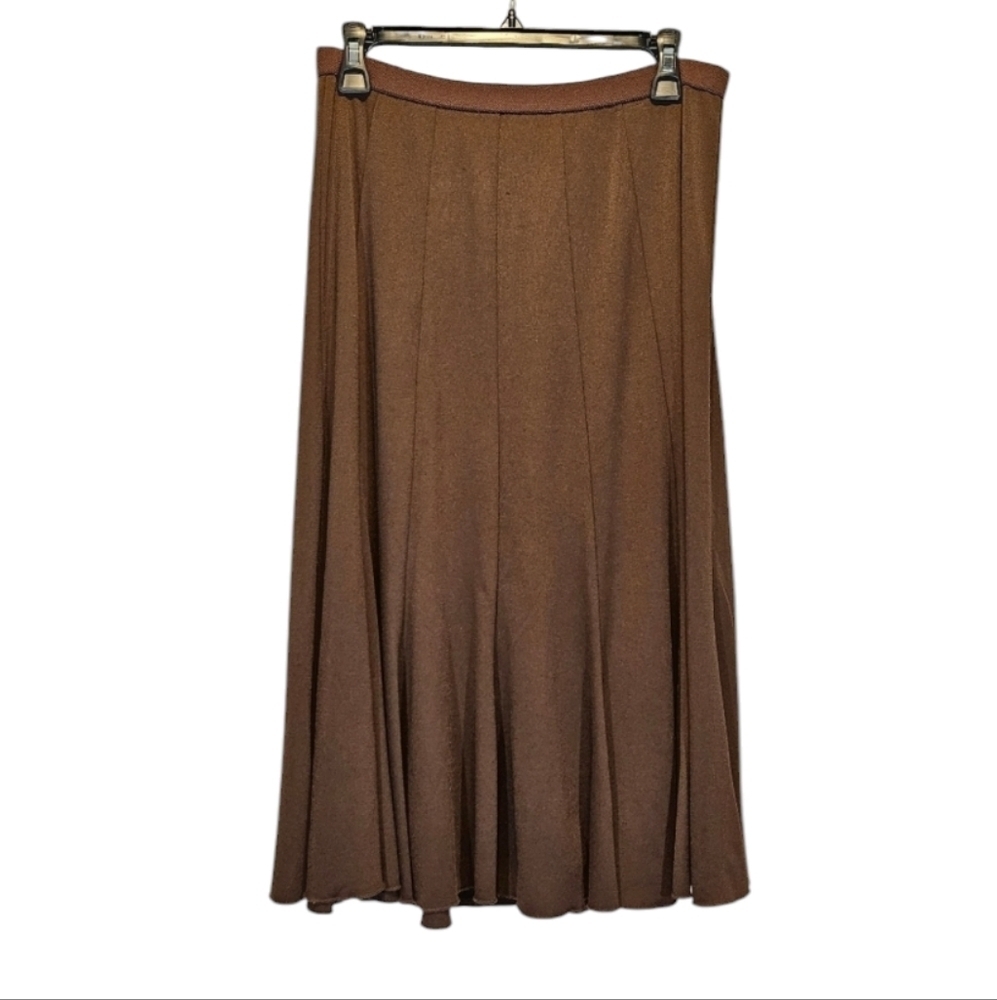 Rafael Chocolate Brown Mermaid Flair 100% Polyester Midi Skirt Size L